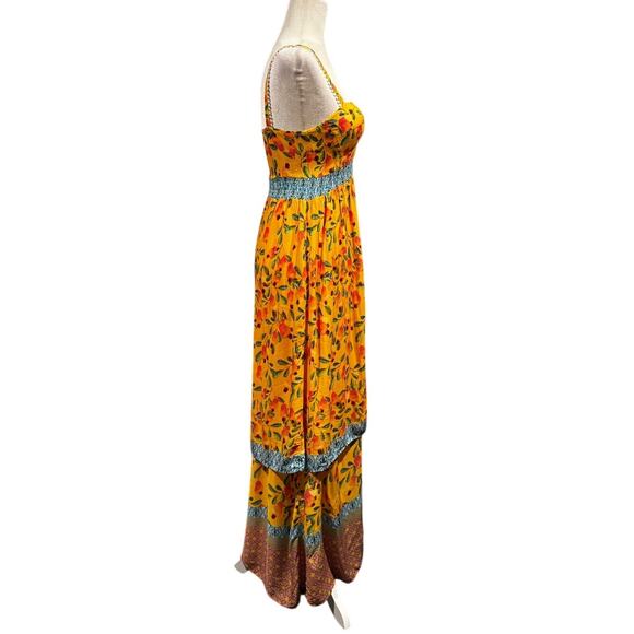 FARM RIO x ANTHROPOLOGIE Anjou Yellow Tiered Maxi Dress Size 0/XS - Picture 3 of 6